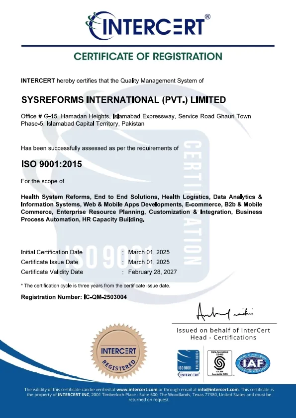 ISO 9001:2015 certificate of registration