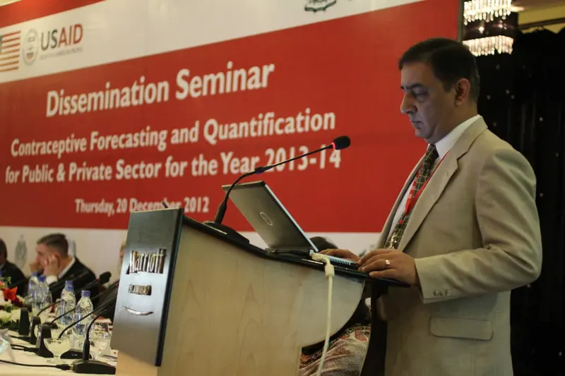 USAID – CEO of SysReforms at the USAID Dissemination Seminar on Contraceptive Forecasting and Quantification 2013–14, Islamabad, Pakistan · 20 December 2012